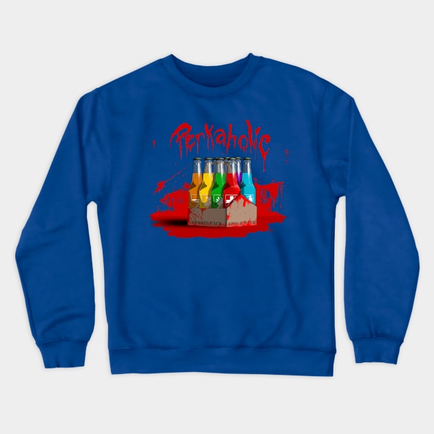 Zombie 8-Pack Bloodied Perkaholic on Royal Blue Crewneck Sweatshirt by LANStudios